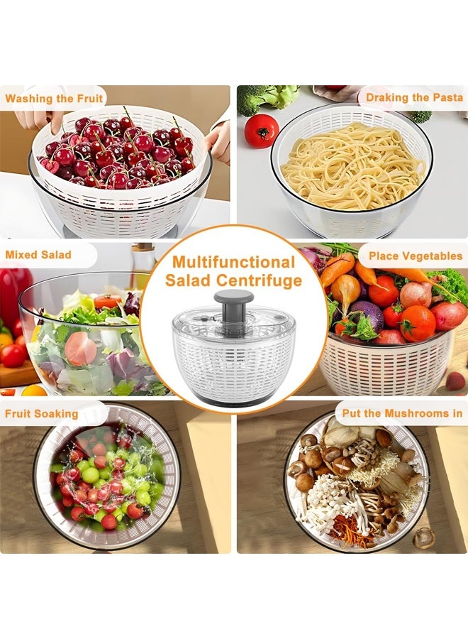 DUNISO 6L Salad Spinner with Bowl, Large Vegetable Fruit Clean Washer，Manual Lettuce Spinner & Dryer, ，Veggies Quick Drain Dryer，with Draining Basket，Anti Slip and Durable，Easy Operation, for Home Kitchen  - Image 4