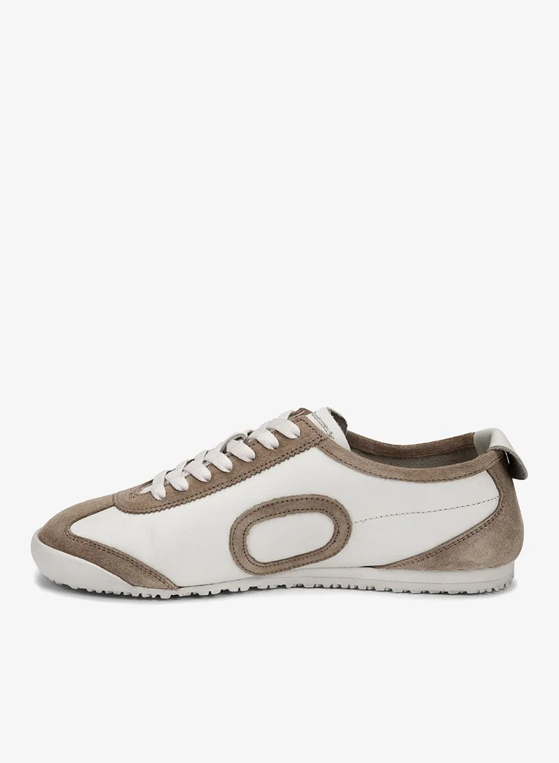 bewakoof Brown Men's White & Brown Dune Color Block Suede Leather Low-Top Sneakers for Men | Best Price UAE