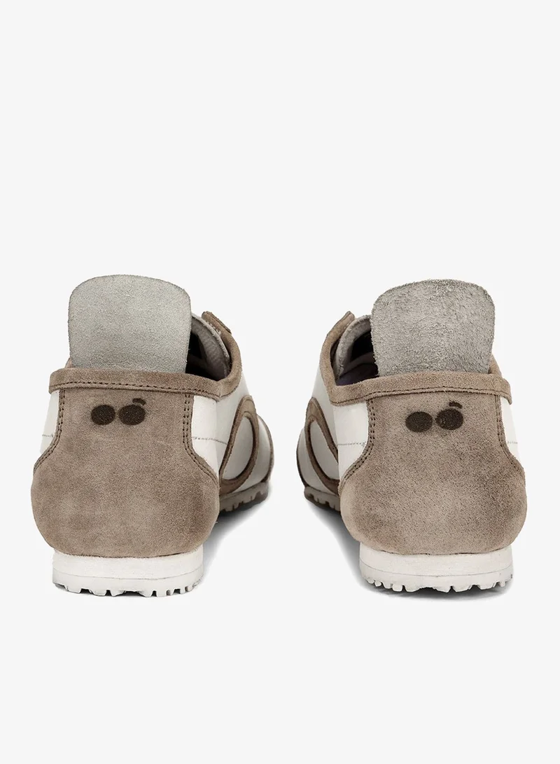 bewakoof Brown Men's White & Brown Dune Color Block Suede Leather Low-Top Sneakers for Men | Best Price UAE