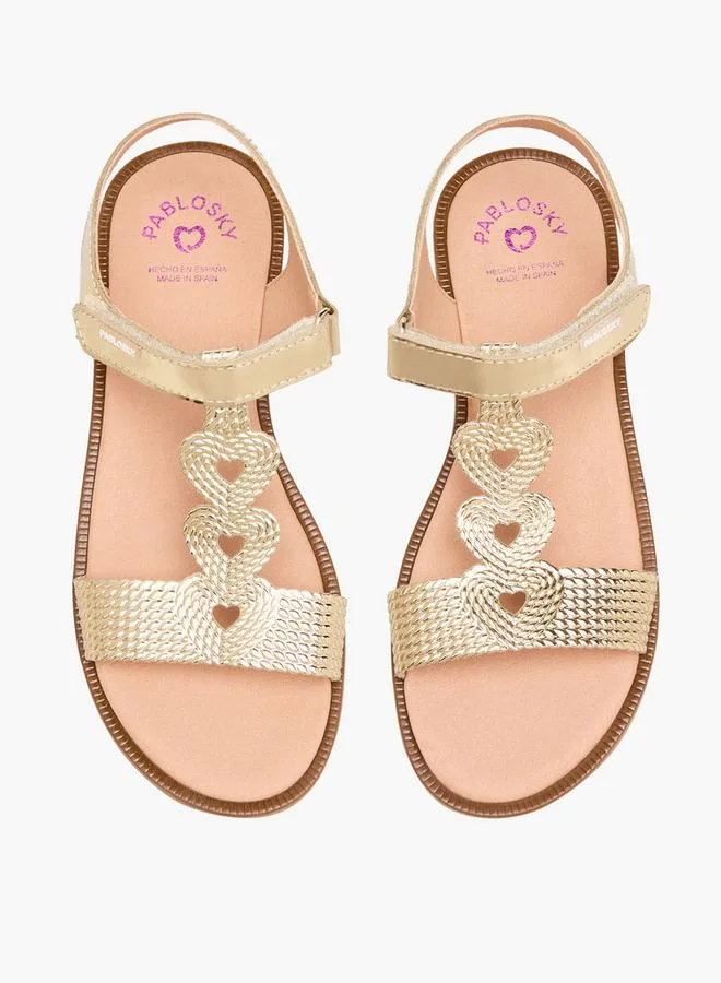 بابلوسكي Girls Textured Heart Sandals