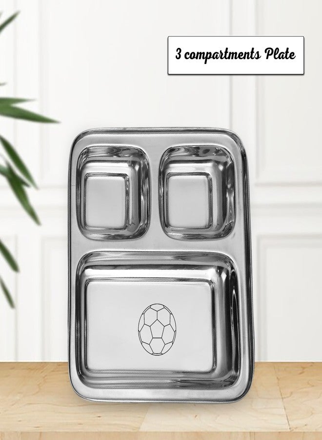 SAVRI Stainless Steel Compartment Plate for Kids – Cartoon Character Engraving – Divided Plate for Meals, Travel, Picnics. – Ideal Gift for Birthdays, Return Gifts for Your Child, Son, Daughter - Image 2