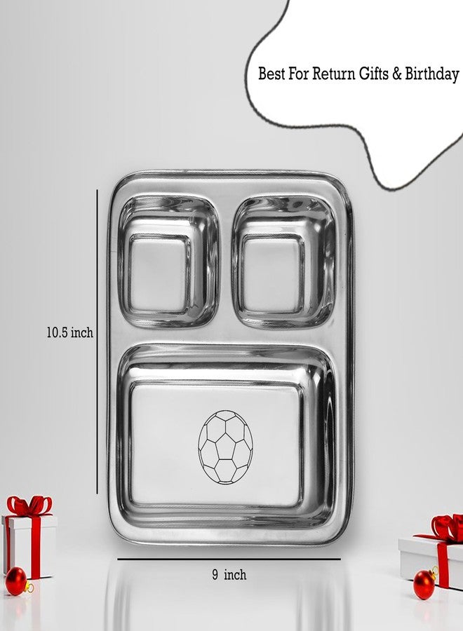 SAVRI Stainless Steel Compartment Plate for Kids – Cartoon Character Engraving – Divided Plate for Meals, Travel, Picnics. – Ideal Gift for Birthdays, Return Gifts for Your Child, Son, Daughter - Image 4