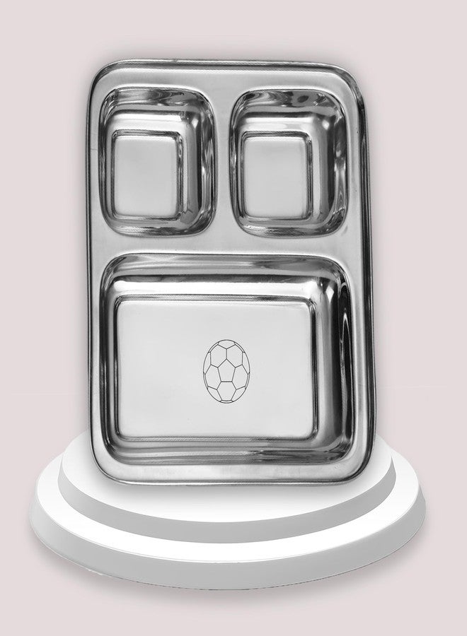 SAVRI Stainless Steel Compartment Plate for Kids – Cartoon Character Engraving – Divided Plate for Meals, Travel, Picnics. – Ideal Gift for Birthdays, Return Gifts for Your Child, Son, Daughter - Image 1