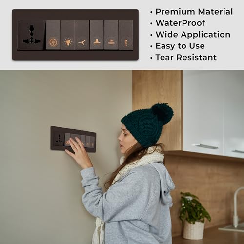 Wonder Hub Copper Rose Gold Switch Stickers Embossed for Switch Board | Pack of 330 Stickers for Home Including Fan, Light and Many More - Image 2