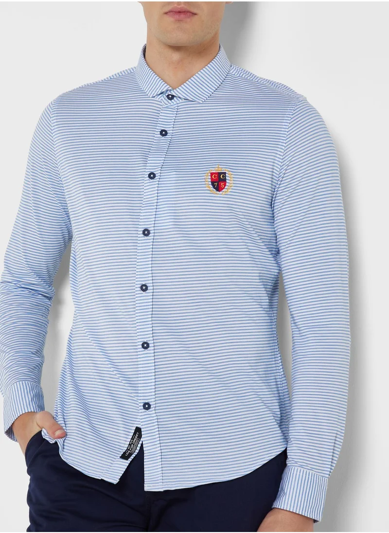 Thomas Scott Classic Slim Fit Horizontal Stripes Striped Casual Shirt