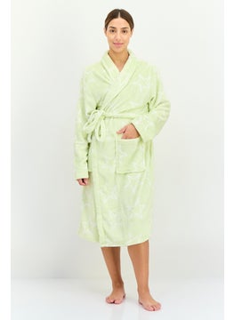 XOXO Women Star Printed Belted Robes, Lime  - Image 1