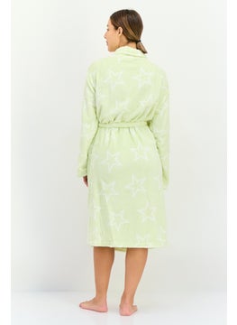 XOXO Women Star Printed Belted Robes, Lime  - Image 3