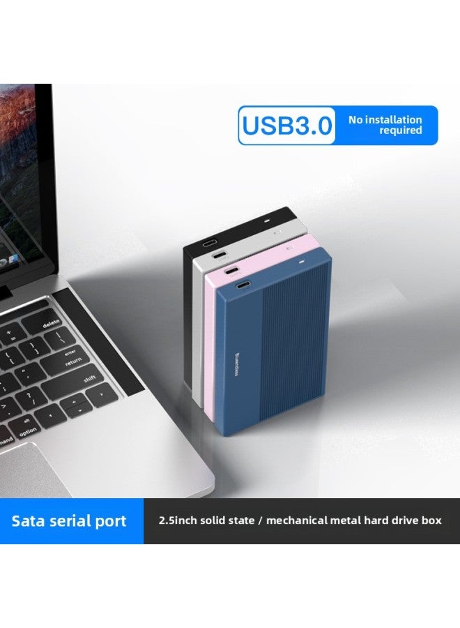 Tool-Free Metal USB3.0 External Hard Drive Enclosure 2.5 Inch SATA Interface For Notebook Portable Storage Box-Color:Plastic Black [MicroB Mouth]] - Image 2