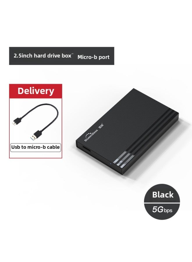 Tool-Free Metal USB3.0 External Hard Drive Enclosure 2.5 Inch SATA Interface For Notebook Portable Storage Box-Color:Plastic Black [MicroB Mouth]] - Image 1