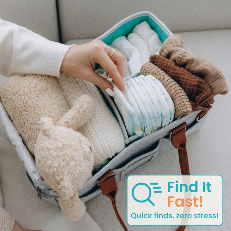 Home For Each Baby Diaper Caddy Organizer with Lid, Multiple Compartments Baby Caddy, Waterproof Diaper Tote Bag Infants, Travel Baby Bag Must Haves, Baby Gift Basket Newborn Essentials - Image 5