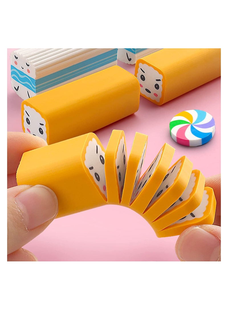 SYOSI 12 Pcs Sushi Desserts Erasers Assorted Long Mini Food Pencil Eraser for Kids Party Favors School Student Prizes Gift - Image 2