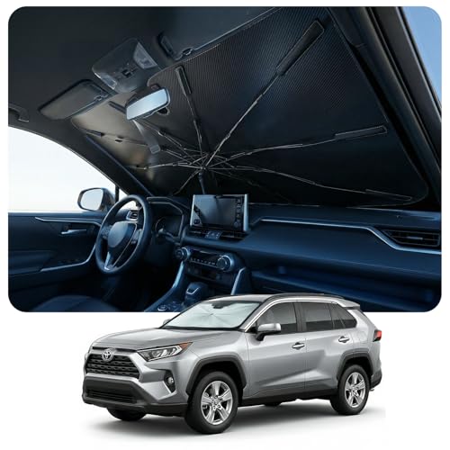 DooGooCoo [Upgraded] DooGooCoo Windshield Sun Shade Umbrella -Medium, Car Sunshade for Front Windshield [Heat Shield & UV Block], Keep Car Cooler & Protect Interior Sun Shade for car Windshield (57"x32") - Image 1