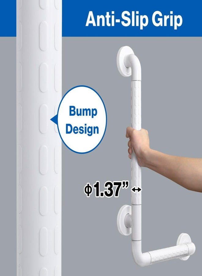 Japard L-Shaped Grab Bar for Elderly, Shower Safety Long Bars Handle, Toilet, Bath Tabs, Instllation 23 x 15 Inch Wall Mount, 660 lbs White - Image 2