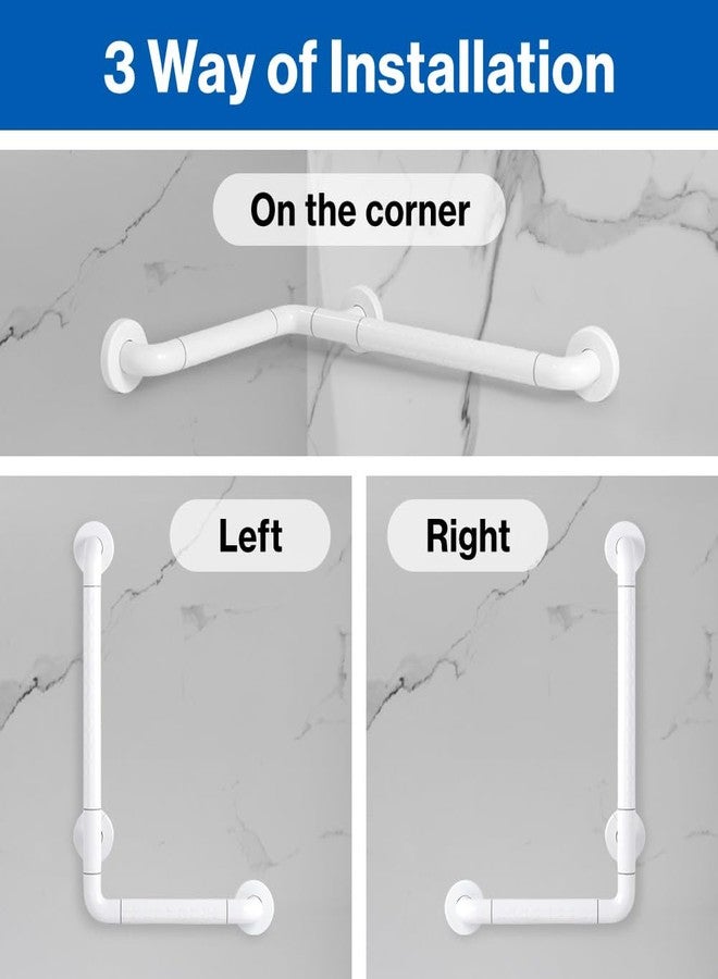 Japard L-Shaped Grab Bar for Elderly, Shower Safety Long Bars Handle, Toilet, Bath Tabs, Instllation 23 x 15 Inch Wall Mount, 660 lbs White - Image 5