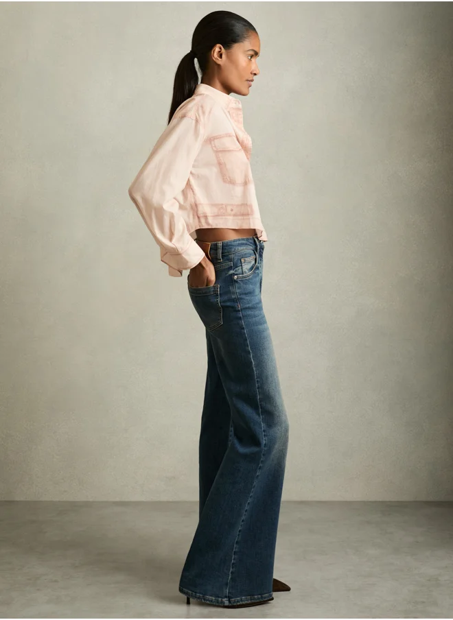 ريس Denim Print Shortsleeve Top