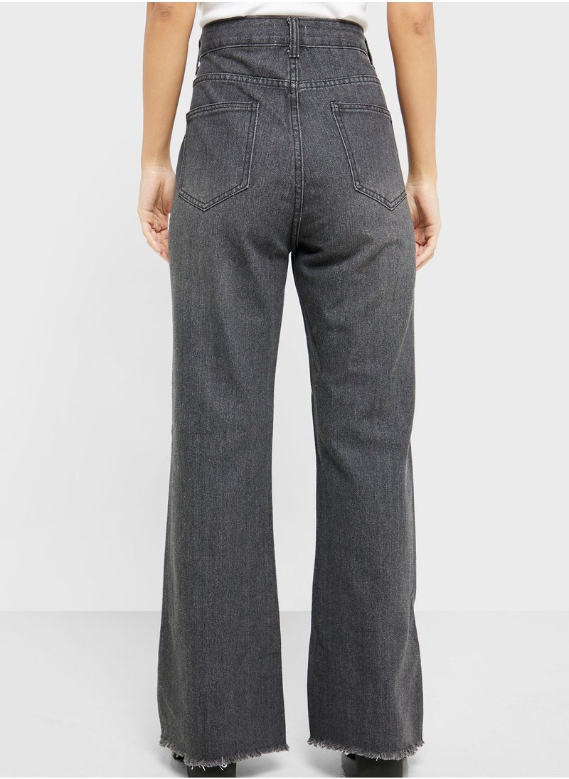 Ginger - High Waist Distressed Straight Fit Jeans - Image 1