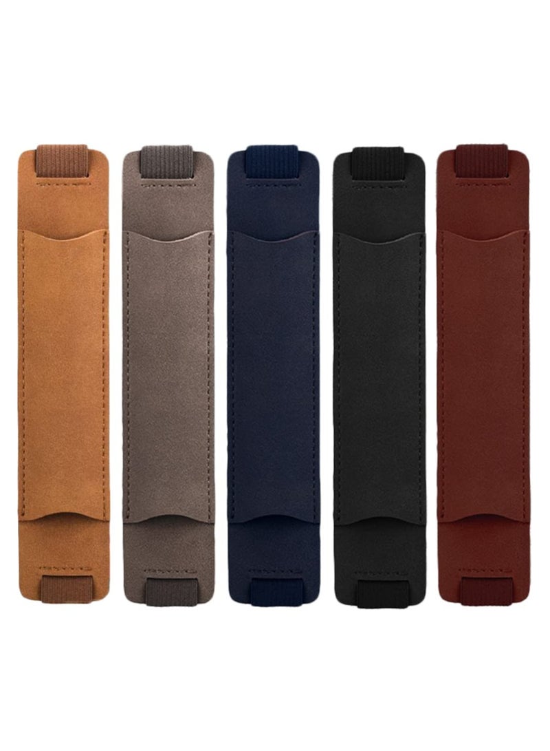 Excefore Adjustable Pencil Holder Elastic Notebook Pen Holder 5pcs Elastic Band PU Leather Pen Holders for Notebook PU Leather Pen Sleeve Pouch Pen Storage Band Bags Leather Pen Band Sleeve - Image 1