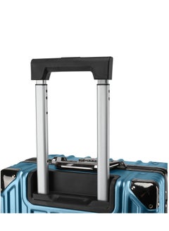 CABINPRO Lightweight Aluminum Frame Fashion Luggage Trolley Polycarbonate Hard Case Medium Checked Luggage Suitcase with 4 Quite 360 Degree Double Spinner Wheels CP001 Dark Blue  - Image 4