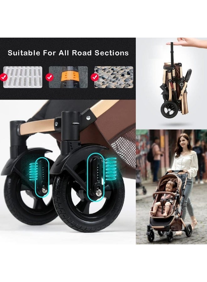 BABYCARA Lightweight Baby Stroller with Canopy Baby Cradle with Reversible Seat Baby Stroller with Rubber Wheels and Good Shock Absorption,For 0-36 Months - Image 5