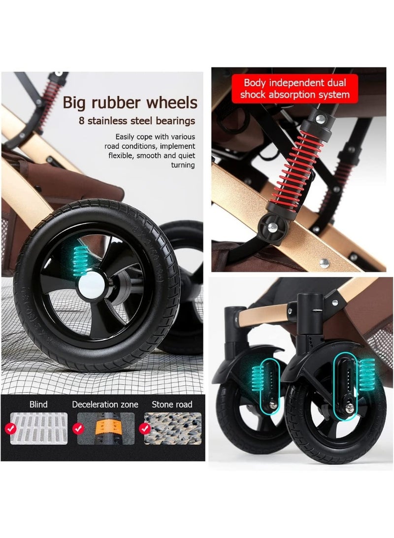 BABYCARA Lightweight Baby Stroller with Canopy Baby Cradle with Reversible Seat Baby Stroller with Rubber Wheels and Good Shock Absorption,For 0-36 Months - Image 4