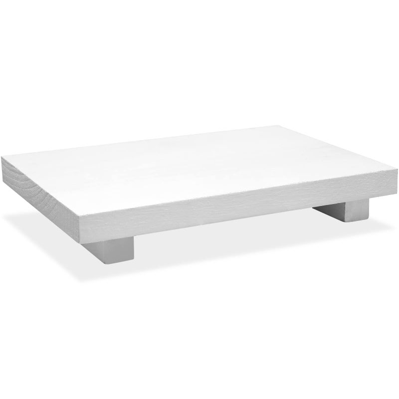 صينية صابون خشبية نوجو لرفوف الصابون لصينية المطبخ قاعدة خشبية لسطح المطبخ حاملة صابون زخرفية ريفية للحمام لعرض الأطباق والنباتات والزجاجات والشموع 12 × 7 بوصة أبيض