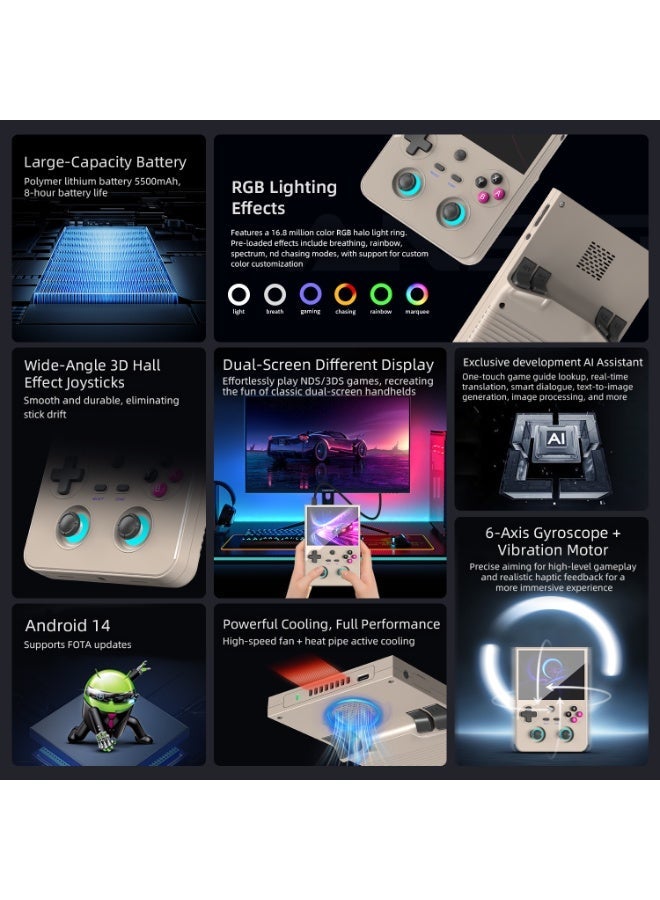 ANBERNIC  RG477V Retro Handheld Game Console , RG477V Support HDMI TV Output 5G WiFi Bluetooth 5.3 , 4.7 Inch IPS Screen Android 14 System Built-in 128G TF Card (White-New) - Image 5