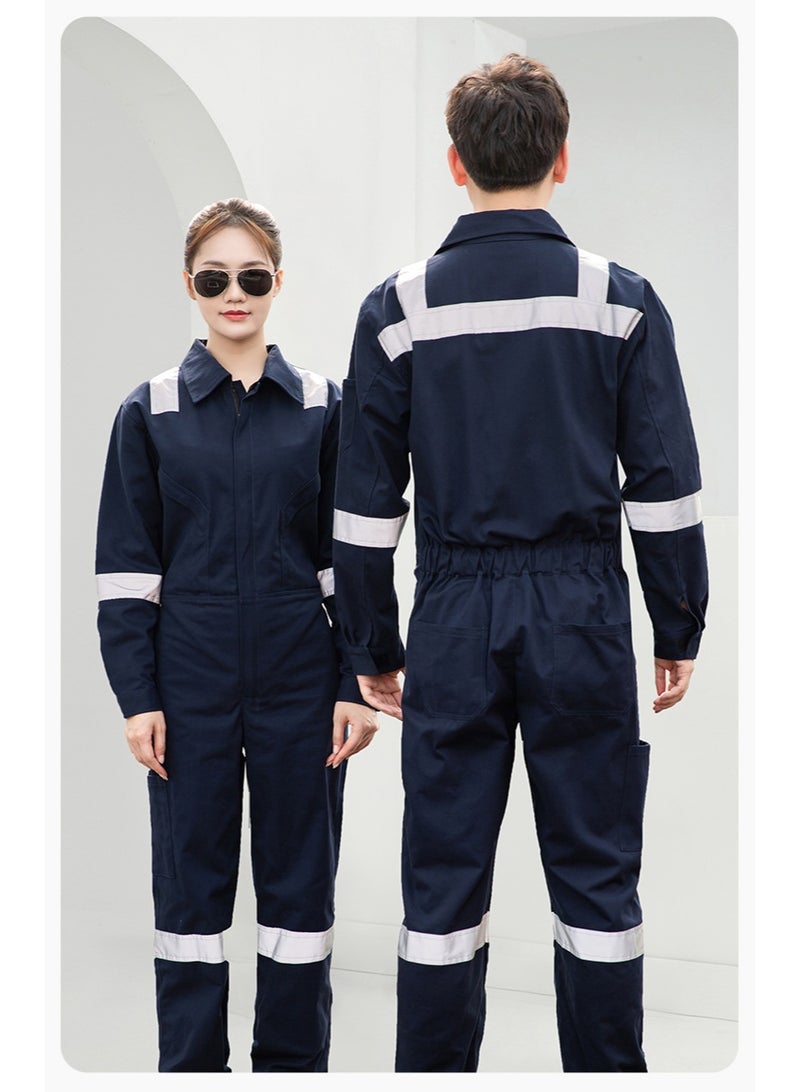 NIBEMINENT Cotton One-piece Overall Suit Men Reflective Hi Vis Wear-resistant Mechanic Repair Electric Welder Harbor Labor Protection Suits - Image 2