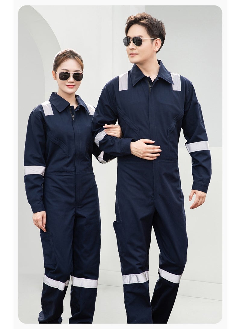 NIBEMINENT Cotton One-piece Overall Suit Men Reflective Hi Vis Wear-resistant Mechanic Repair Electric Welder Harbor Labor Protection Suits - Image 1