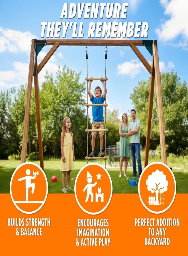 Trailblaze Wooden Rope Ladder for Kids - 6ft Outdoor Climbing Ladder with Real Wood Rungs, Heavy-Duty Rope & 2 Carabiners - Treehouse, Swing Set, Ninja Course & Playground Accessory - Image 5