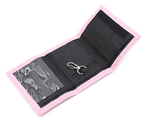 AI-DEE RFID Trifold Canvas Outdoor Sports Wallet for Kids - Front Pocket Wallet with Magic Sticker (Pink Camouflage) - Image 4