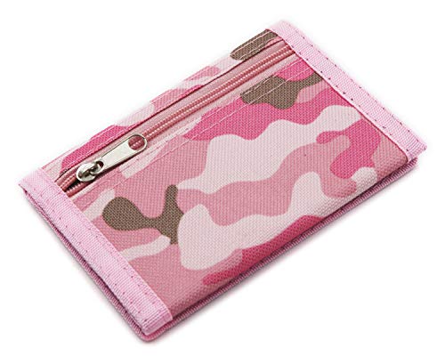 AI-DEE RFID Trifold Canvas Outdoor Sports Wallet for Kids - Front Pocket Wallet with Magic Sticker (Pink Camouflage) - Image 5