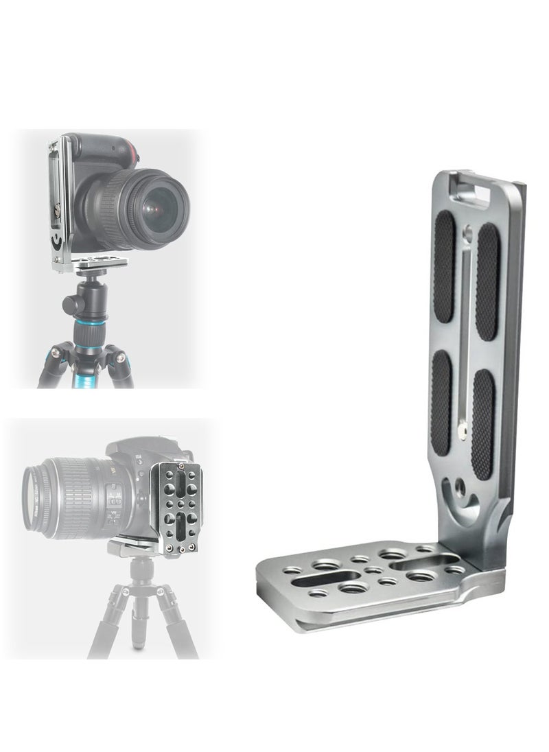 KASTWAVE - DSLR Camera L Bracket Quick Release Plate Vertical Horizontal Switching Tripod Quick Release Board Compatible with Canon / Nikon / Sony / DJI / Osmo / Ronin / Zhiyun Stabilizer Tripod Monopod (Grey) - Image 1
