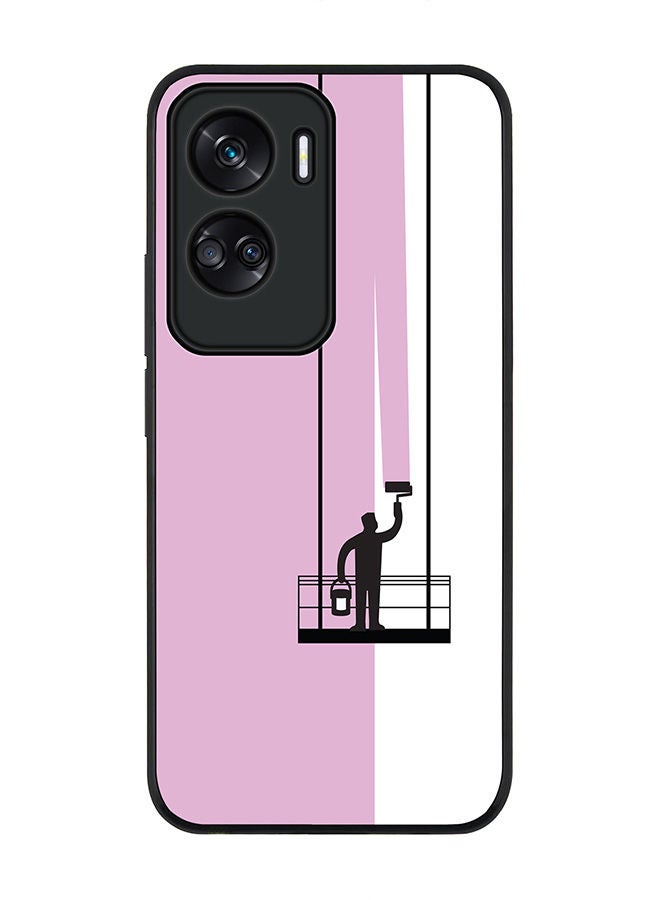 Stylizedd Rugged Black edge case for Honor 90 Lite  5G  Honor X50i 5G, Slim fit Soft Case Flexible Rubber Edges Anti Drop TPU Gel Thin Cover -  Paint Hanger (Pink) - Image 1