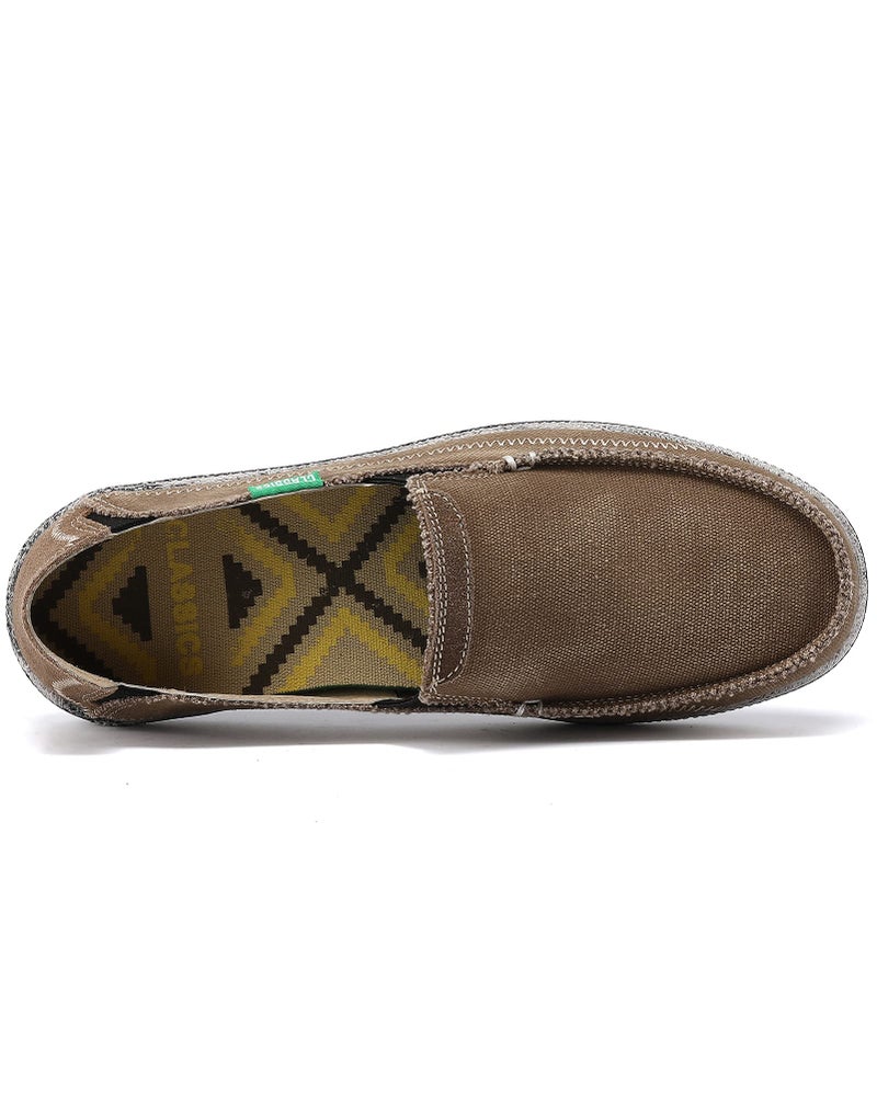 VILOCY Mens Slip on Deck Shoes Zero Drop Casual Canvas Loafer Vintage Flat Boat Shoes Dark Brown US5 EU39 - Image 5