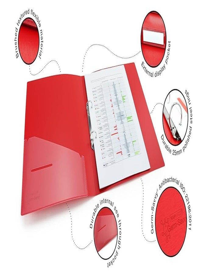 VAVIA 2D Ring Binder File,Plastic File Folder Legal Size Tough & Durable (F/S-Legal 2D Ring Binder RED - 2) - Image 5