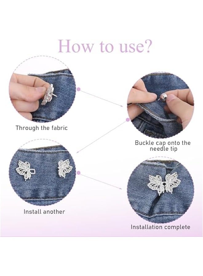 6 PCS erfly on Waist Extenders for Loose Pants Skirts Jeans Men Women Tighten Instantly Sewing Decoration Accessory - Image 4