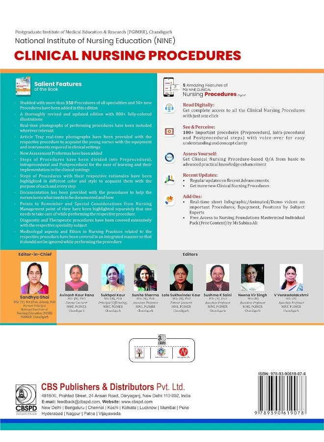 CLINICAL NURSING PROCEDURES 3ED PGIMER NATIONAL INSTITUTE OF NURSING EDUCATION (PB 2023) - Image 2