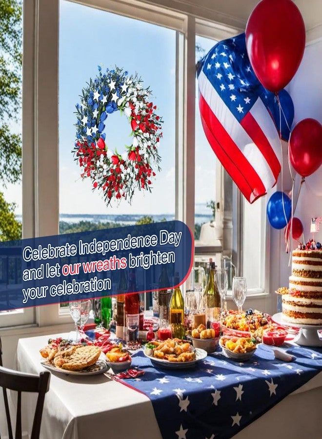 Enhon 250th Anniversary Patriotic Wreath, 4th of July Patriotic Wreath for Front Door, Red White and Blue Tulip Flower with Stars, Ideal for 2026 Independence Day & Memorial Day Decor - Image 4
