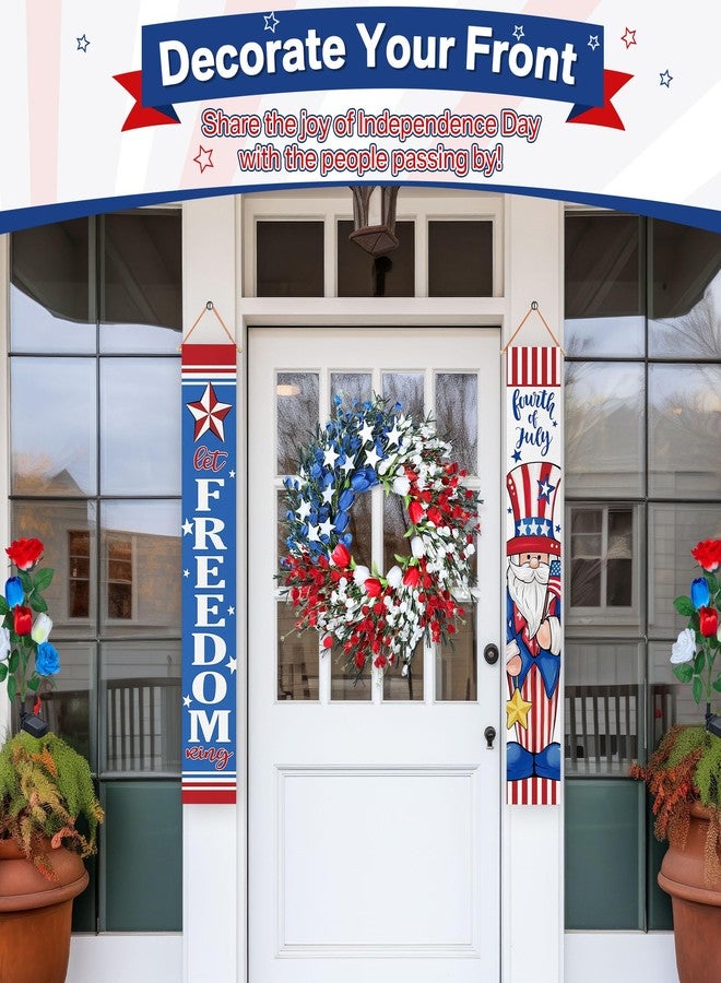 Enhon 250th Anniversary Patriotic Wreath, 4th of July Patriotic Wreath for Front Door, Red White and Blue Tulip Flower with Stars, Ideal for 2026 Independence Day & Memorial Day Decor - Image 3