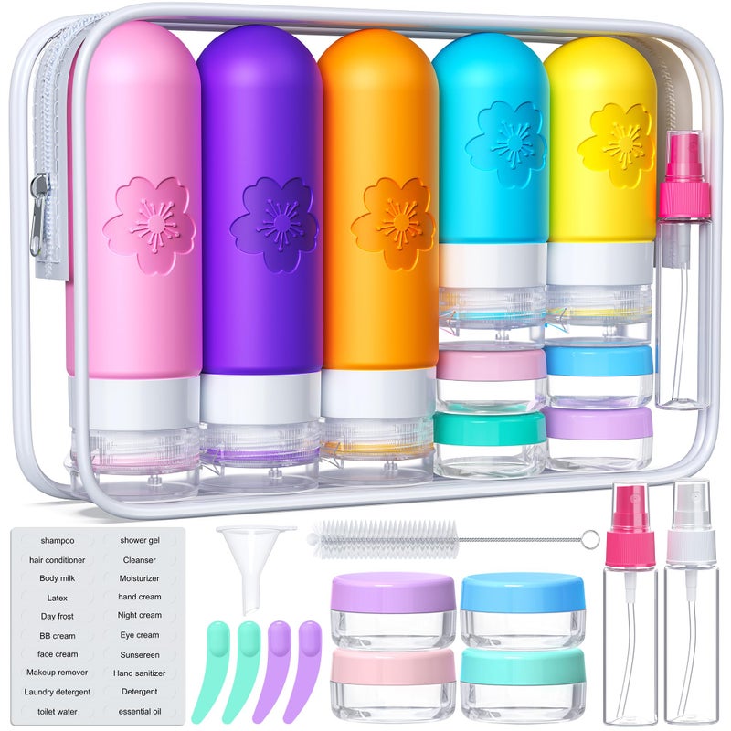 Amzrole 20Pack Travel Bottles for Toiletries, TSA Approved Travel Bottles Silicone Travel Size Containers, Travel Essentials Leak Proof Refillable Liquid, Shampoo and Conditioner Travel Toiletry Bottles - Image 1