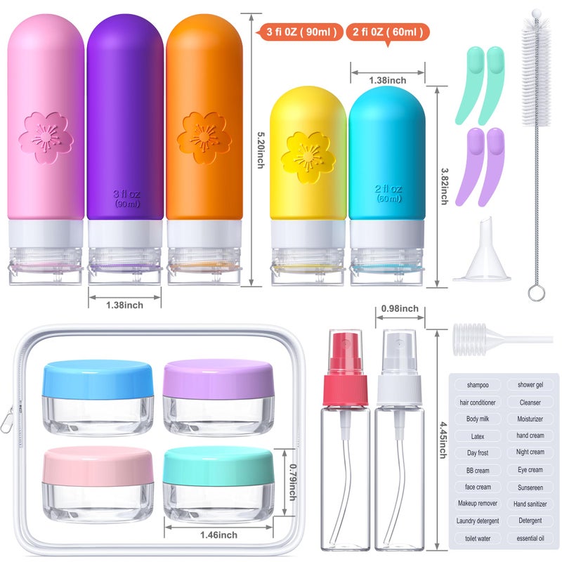 Amzrole 20Pack Travel Bottles for Toiletries, TSA Approved Travel Bottles Silicone Travel Size Containers, Travel Essentials Leak Proof Refillable Liquid, Shampoo and Conditioner Travel Toiletry Bottles - Image 2