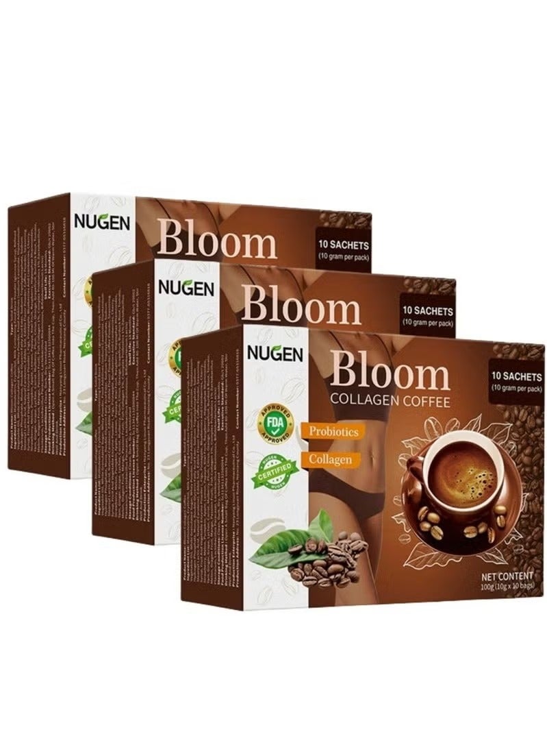 نوجن 3-باك قهوة كولاجين بلوم 100% عضوية مع الجلوتاثيون، قهوة رجيم قهوة تخسيس جلوتا كولاجين ديتوكس بريميوم مع قهوة الكولاجين (10 جم * 10 أكياس * 3) - Image 1