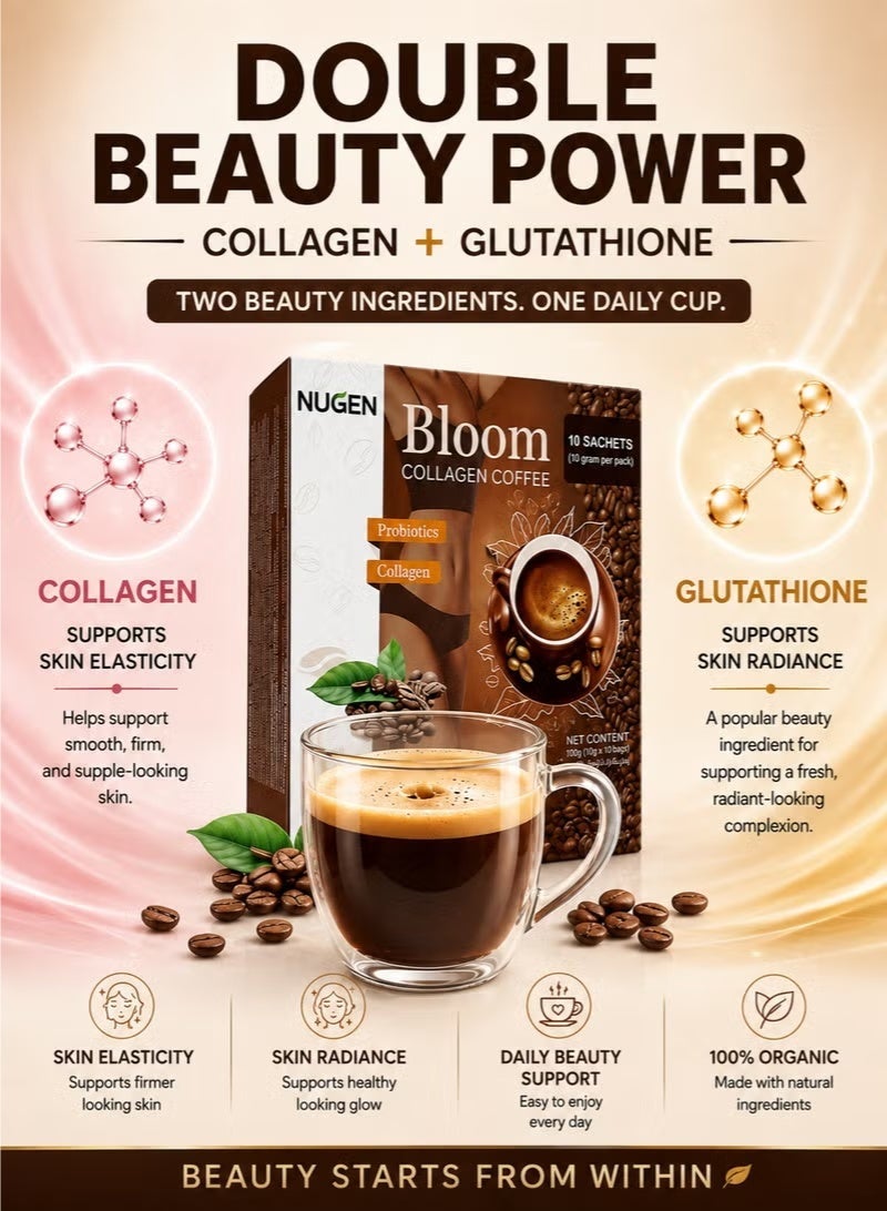 NUGEN 3-PACK Bloom Collagen Coffee 100% Organic and Glutathione, Diet Coffee Slimming Coffee Gluta Collagen Detox Premium with Collagen Coffee (10g*10bags*3) - Image 5
