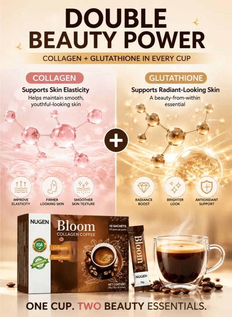 NUGEN 3-PACK Bloom Collagen Coffee 100% Organic and Glutathione, Diet Coffee Slimming Coffee Gluta Collagen Detox Premium with Collagen Coffee (10g*10bags*3) - Image 4