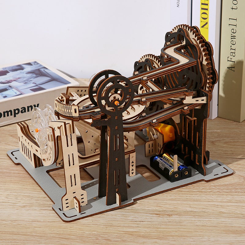 3D Stereo Puzzle Mechanical Track Ball Artificial Model Ornaments Educational Wooden Kidsren'S Toy Assembly - Image 4