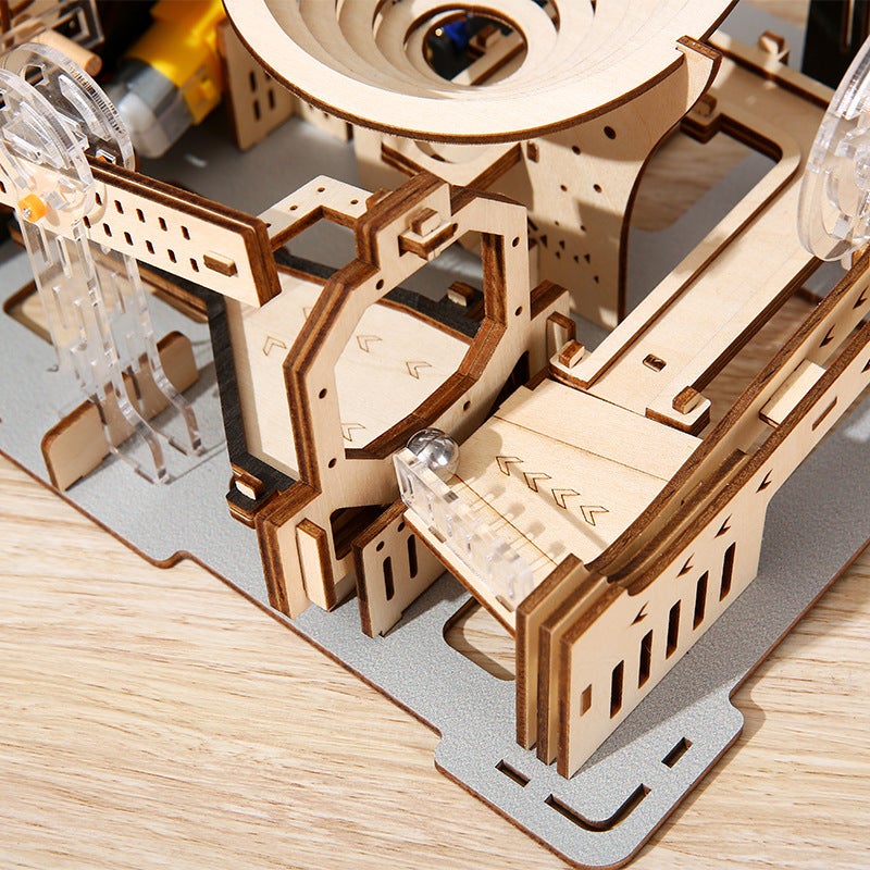 3D Stereo Puzzle Mechanical Track Ball Artificial Model Ornaments Educational Wooden Kidsren'S Toy Assembly - Image 5