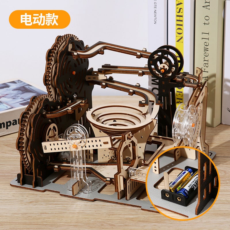 3D Stereo Puzzle Mechanical Track Ball Artificial Model Ornaments Educational Wooden Kidsren'S Toy Assembly - Image 1