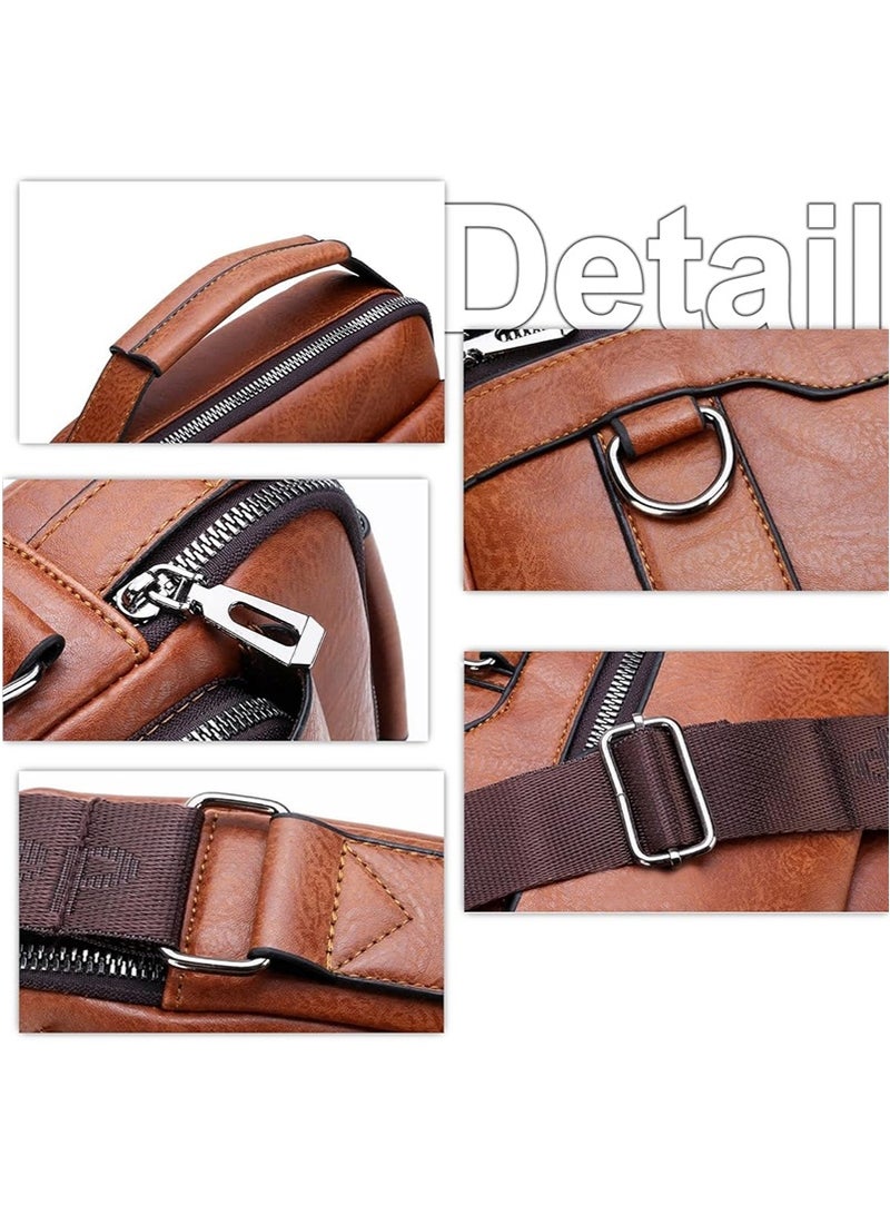 Jeep Buluo Shoulder Bag with Short Wallet for Men, Casual Messenger Bag, Waterproof Leather Crossbody Sling Bag, Adjustable Strap Crossbody Bag for Men's Travel Office (Black) - Image 5