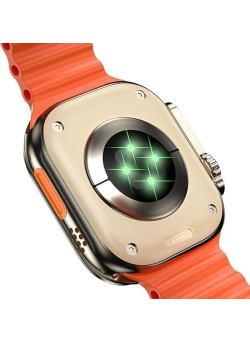 modio 4G Ultra Max Android Smart Watch for Men and Boys, HD 2.2-Inch Full Touch Display, Cellular Calling Smartwatch with 4GB RAM 64GB ROM, Built-in GPS, WiFi, Bluetooth, Heart Rate Monitor, 3 Changeable Straps  Wireless Charger Included – Orange - Image 4