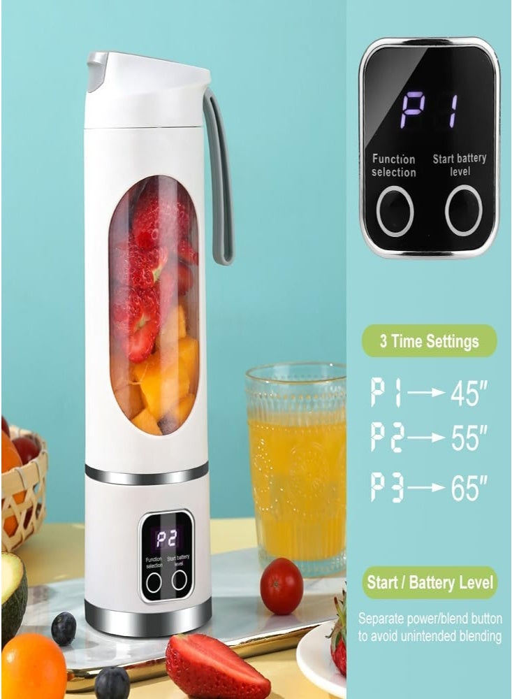 NoorTech Portable Blender with LED Battery Display, mini blender,450ml Capacity & Ice-Crushing Power – Rechargeable Smoothie Maker with Silicone Carry Handle for Gym, Office, Travel – Great Portability for Active Lifestyles - Image 3